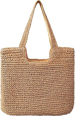 #ad Straw Beach Bags for Women Women Beach Handmade Woven Tote Bag Summer Mesh Ho