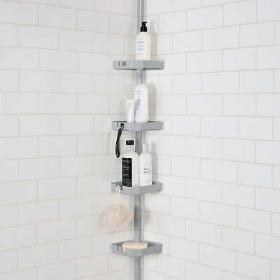 #ad Bath Bliss 4 Shelf Tension Corner Shower Organizer Caddy in Grey