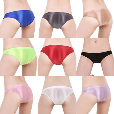 #ad ⭐⭐⭐Mens Silky Shiny Satin Glossy Wet Look Knickers Briefs Underwear Panties‹