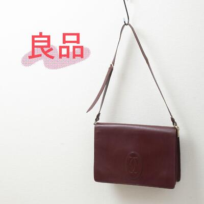 #ad Cartier Mastline Leather Shoulder Bag Bordeaux 21x31x6cm CARTIER 77 90cm