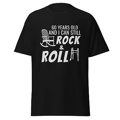 #ad 60th Birthday Funny T Shirt Rock and Roll Joke 60 Years Tee Old Man
