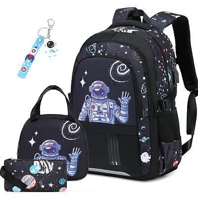 #ad Backpack for Boys 3PCS Boys Backpack with Lunch Box Pencil Case Set Schoo...