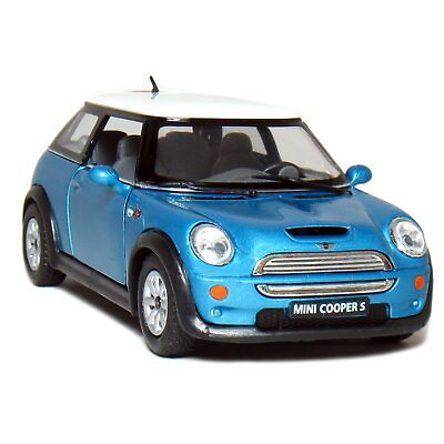 #ad Mini Cooper S 5quot; 128 Scale Die Cast Metal Model Toy Car Blue w Pullback Action