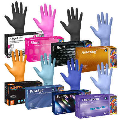 #ad Nitrile Disposable Medical Exam Gloves 100 200 300 Vinyl Latex Powder Free