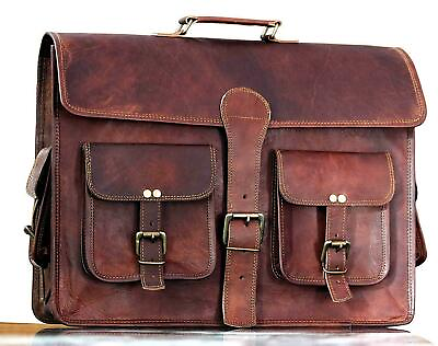 18quot; Laptop Messenger bag leather men#x27;s shoulder women satchel briefcase bags $59.85
