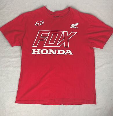 #ad Fox Racing T Shirt Mens Medium Red Honda Wing Graphic Logo Motorsports