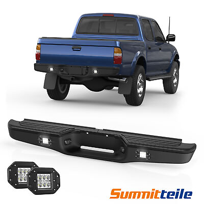 #ad Black Rear Step Bumper Assembly w LED Light For 1995 2004 Toyota Tacoma Truck