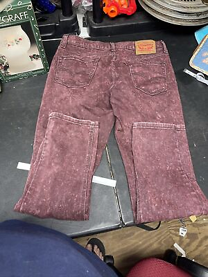 #ad Levis Mens 541 Jeans Stretch Athletic Taper Fit Burgundy Red 30x32