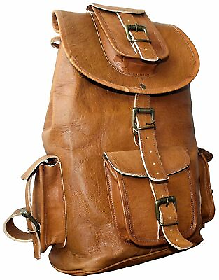 #ad Handmade Backpack Goat Leather Bag Vintage Messenger Laptop Men Brown Rucksack S