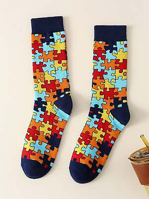 #ad Puzzle Pattern Crew Socks Silly Socks for Men Funky Socks Funny Socks Novelty