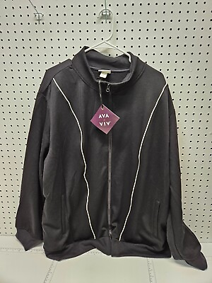 #ad Ava amp; Viv Women#x27;s Plus Size Jacket Track Long sleeve Full Zip Size 3X Black