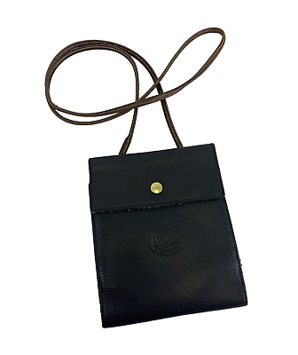 #ad Roots Canada Genuine Leather Crossbody Purse Organzier Bag Tri Fold Snap Black
