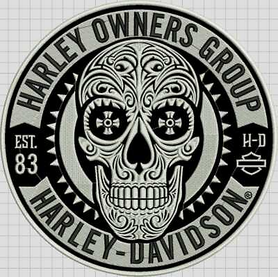 #ad 10quot; Big Skull Embroidery Patch HARLEY DAVIDSON SUGAR SKULL Jacket Back Patch