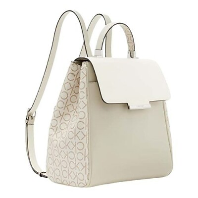 #ad Calvin Klein Women#x27;s Nolan Top Handle Backpack Pelican Vanilla Khaki One Size