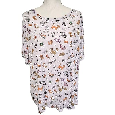 #ad Disney Women#x27;s Cat Print Short Sleeve T Shirt Size 2X Aristocats Cheshire Cat