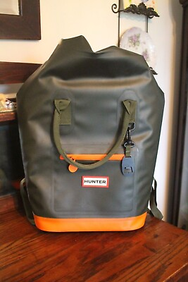 #ad Hunter Target Roll Top Cooler Backpack Olive Green amp; Orange 20th Anniversary