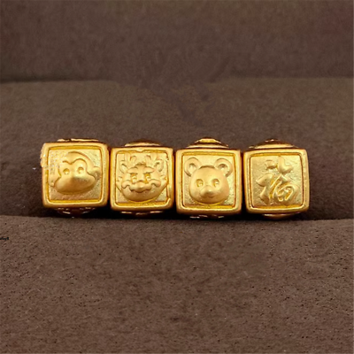 #ad 1pcs Pure 999 24K Yellow Gold Men Women 3D Lukcy Dragon Square Pendant