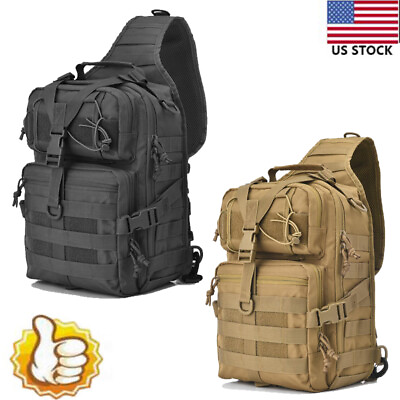 Men Tactical Sling Bag Pack Military Shoulder Backpack Hiking Camping Fishing US $22.79