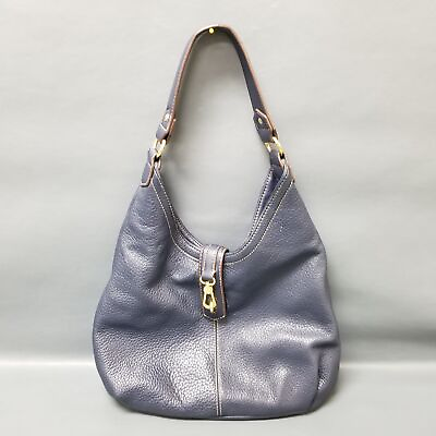 #ad Tignanello Dark Blue Pebble Leather Hobo Shoulder Bag^