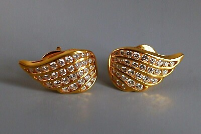 #ad Diamond 2Ct Round Lab Created Women Wings Stud Earrings 14K Yellow Gold Plated