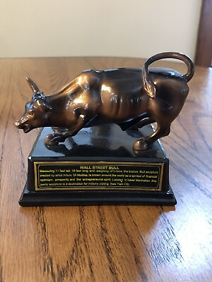 #ad Official Licensed Bronze Wall Street Bull Stock Market NYC Figurine Statue 5”