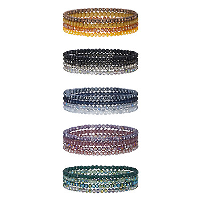 #ad 4Pcs Womens Boho Beaded Stackable Stretch Cuff Colorful Sparkly Bracelets Gift