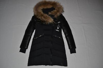 #ad AUTHENTIC RUDSAK WOMENS SILVIA FITTED DOWN COAT LEATHER BLACK BRAND NEW