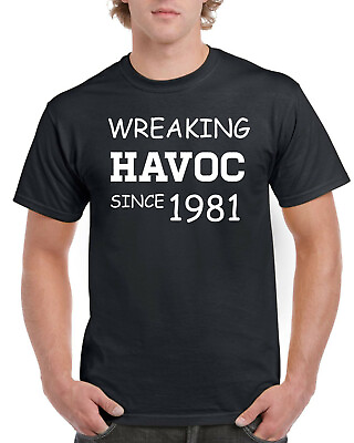 #ad 43rd Birthday Gifts Year 1981 Present 43 Years Old Mens T Shirt Havoc T Shirt