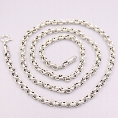 #ad Fine Pure S925 Sterling Silver Chain 3.5mm Cable Link Necklace 18inch L