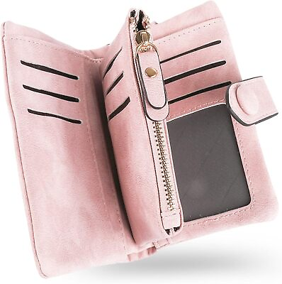 #ad CONISY Small Wristlet Wallets for Women Leather Bifold RFID Wallet with ID Wind