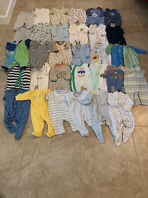 #ad Boys Baby Clothes 40 Piece LOT 0 3 Months