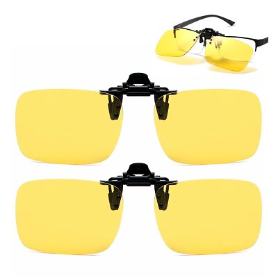 #ad Clip On Night Driving Glasses Polarized Anti Glare Flip Up Sunglasses for P...