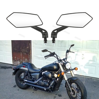 #ad Black ABS Rearview Side Mirrors Motorcycle For Honda Shadow VLX 600 Spirit 750