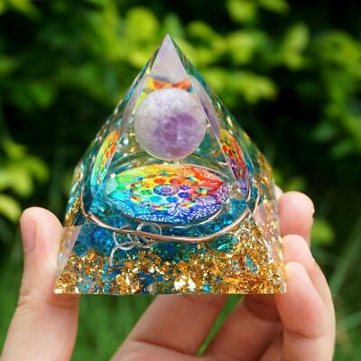 #ad Amethyst Orgonite Pyramid Heal Obsidian Chakra Crystal Stone Energy Orgone Gifts