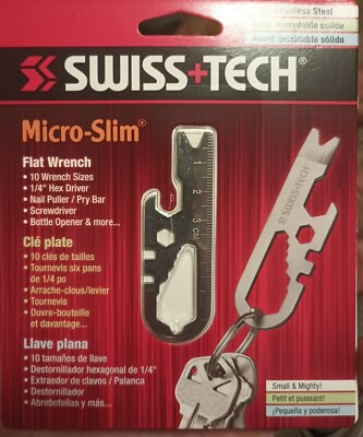 #ad SWISSTECH Micro Slim Flat Wrench Hex Driver Nail Puller Bottle Opener Screwdrive