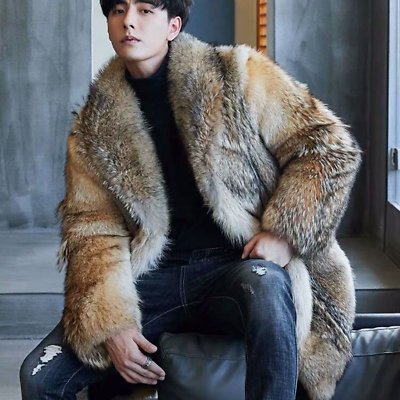 #ad High end Sales Men#x27;s Medium and Long Fur Coat Fur Coat Faux Mink Fur Coat