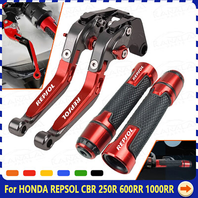 #ad For HONDA REPSOL CBR 954RR 600RR 1000RR Handle Grips Caps Brake Clutch Levers