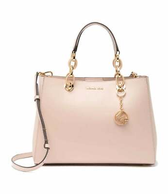 #ad NWT MICHAEL KORS Cynthia Medium Dressy Leather Satchel $348 Soft Pink Original P