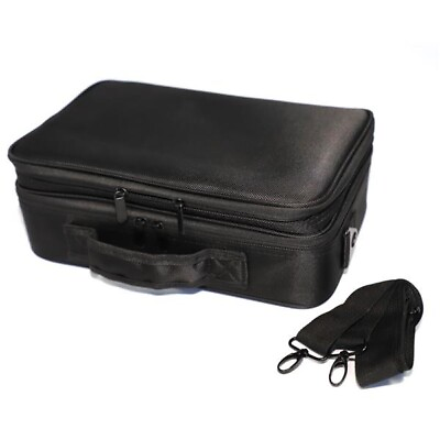 #ad Multilayer Portable Travel Makeup Bag with Shoulder Strap Small Black