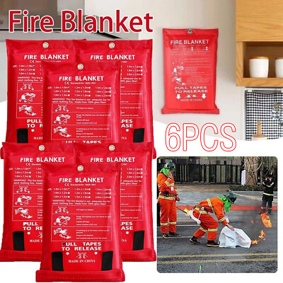 #ad NEW 6 Pack Large Fire Blanket Fireproof For Home Kitchen Office Emergency Safety