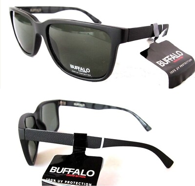 #ad NWT Buffalo by David Bitton Unisex Sunglasses B0012S Black matte Green