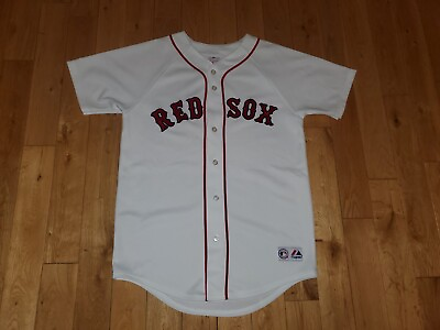 #ad Vintage Majestic White Home BOSTON RED SOX Youth Stitched MLB Team JERSEY Sz XL