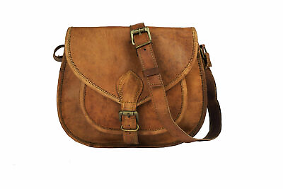 Bag New Genuine Leather Saddle Bag Brown Women Satchel Shoulder Small Purse New $33.00