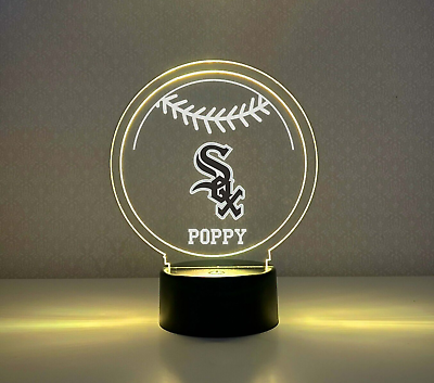 #ad Chicago White Sox Night Light Up Lamp Sports Fan Baseball LED Personalized FREE