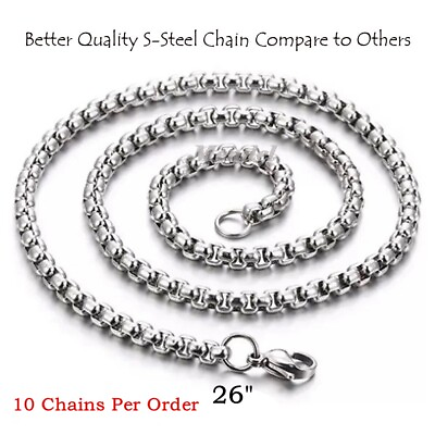 #ad 10 x PCS 3MM Wholesale 26 Inch 316L Stainless Steel Rolo Chain Necklace Lot