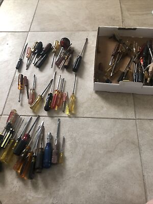 #ad screwdriver lot Of 50 Stanley Trophy Craftsman Creative Tools Wooden Handles