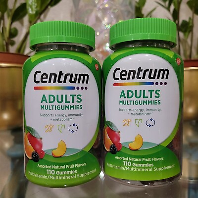 #ad 2x Centrum Multigummies Adult Multivitamin Supplement Assorted Fruit 110ct