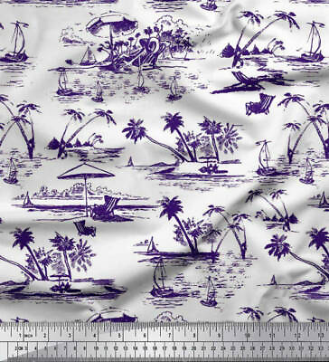 #ad #ad Soimoi Velvet Fabric ChairPalm Tree amp; Yacht Beach Fabric Prints TF9