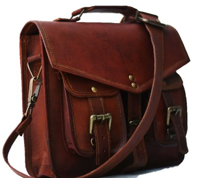 Shoulder Men Women Genuine Vintage Brown Leather Messenger Laptop Bag Briefcase $38.70