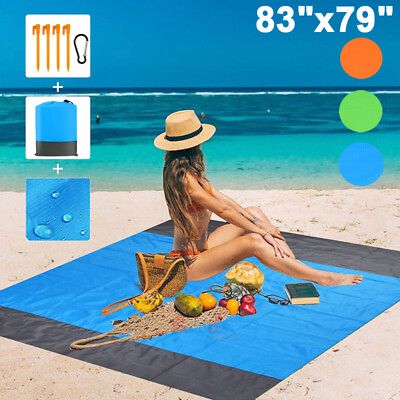 83quot;x79quot;Oversized Waterproof Beach Blankets Sand Proof Beach Picnic Mat Easy Pack $14.29